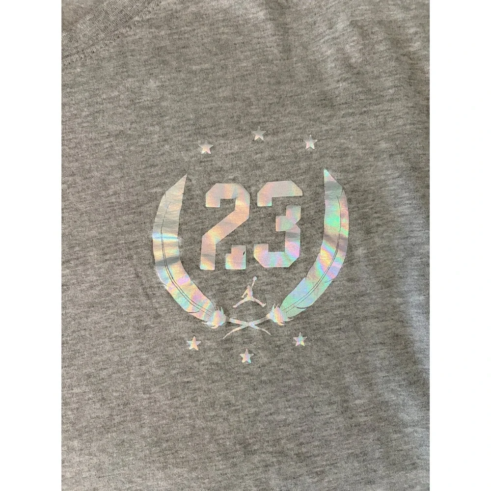 Jordan Long Sleeve Shirt 3XL Grey Iridescent 23 Graphic Sportswear Basketball